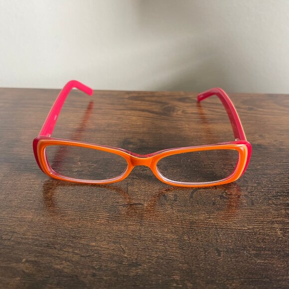 Bright Red and Orange Rectangular Lightweight Eyeglasses Frames Only 50-16-140 - Picture 1 of 8